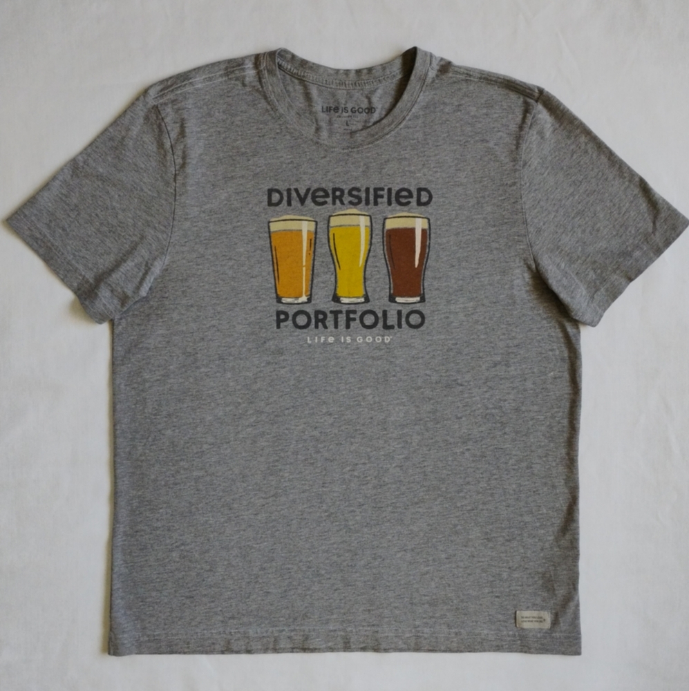 Men's Life Is Good "Diversified Portfolio" Funny Beer Joke Heathered Crusher Tee